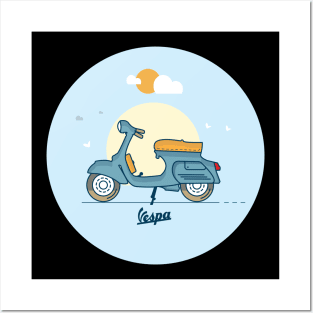 Vespa Vintage Blue Posters and Art